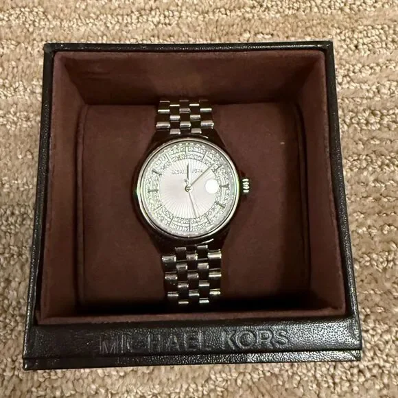 Michael Kors Women’s Silver Watch with Gems